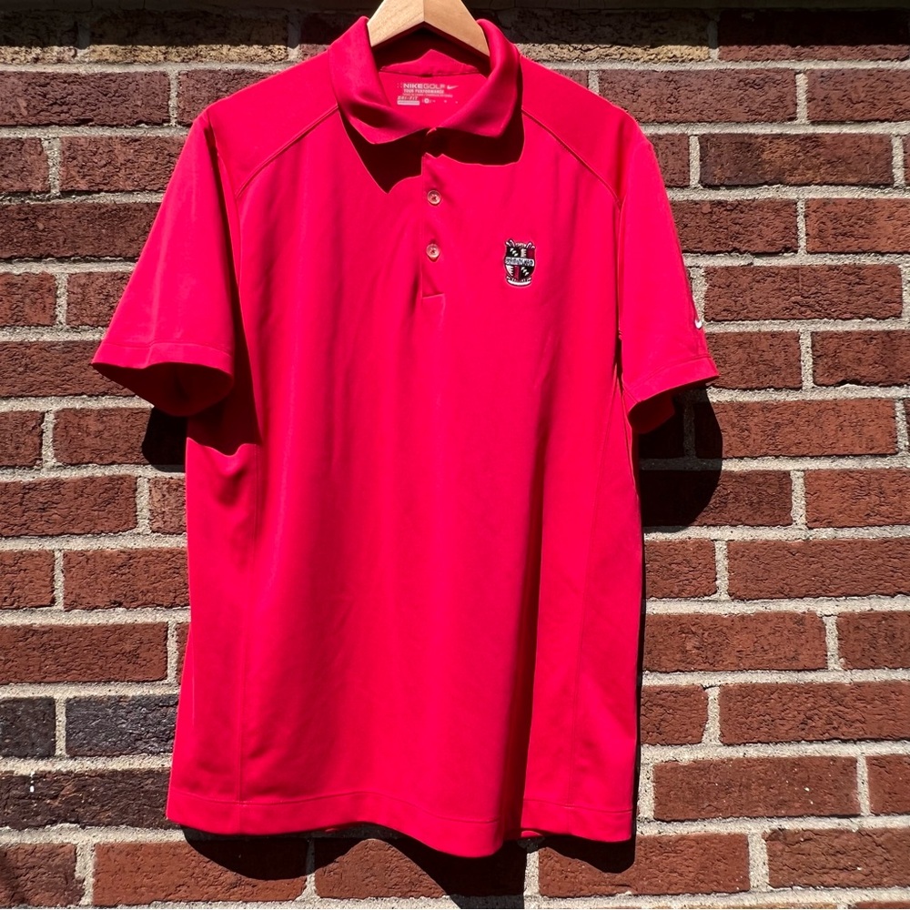 Nike Golf Tour Performance Men’s Medium Red Golf Polo Shirt Birmingham Logo